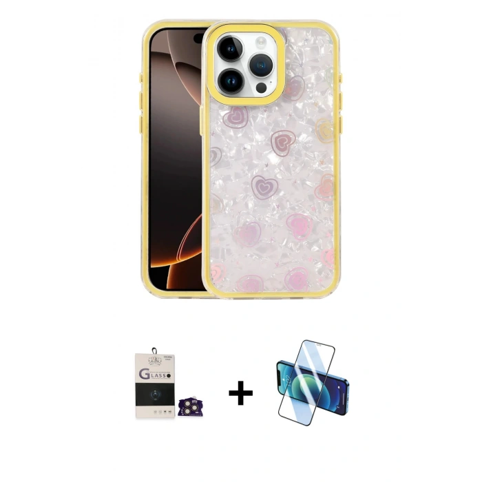MARSİLYAN™- iPhone 14 Pro Max Kılıf Odak Prime - Siyah 3D Antistatik Cam Ekran Koruyucu + Bilvis Titan Kamera Lens - GD