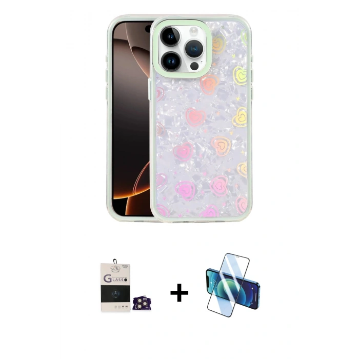 MARSİLYAN™- iPhone 14 Pro Max Kılıf Odak Prime - Siyah 3D Antistatik Cam Ekran Koruyucu + Bilvis Titan Kamera Lens - GD