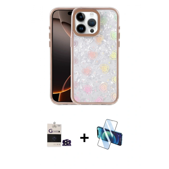 MARSİLYAN™- iPhone 14 Pro Max Kılıf Odak Prime - Siyah 3D Antistatik Cam Ekran Koruyucu + Derin Mor Bilvis Titan Kamera Lens