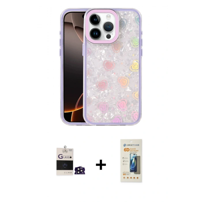 MARSİLYAN™- iPhone 14 Pro Max Kılıf Odak Prime - Siyah 6D Mat Seramik Hayalet Nano Ekran Koruyucu + Bilvis Titan Kamera Lens - DNMR