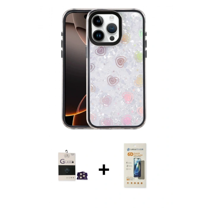 MARSİLYAN™- iPhone 14 Pro Max Kılıf Odak Prime - Siyah 6D Mat Seramik Hayalet Nano Ekran Koruyucu + Bilvis Titan Kamera Lens - GD