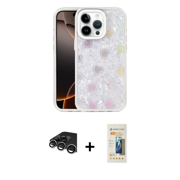 MARSİLYAN™- iPhone 14 Pro Max Kılıf Odak Prime - Siyah 6D Mat Seramik Hayalet Nano Ekran Koruyucu + Raze Metal Kamera Lens - GS