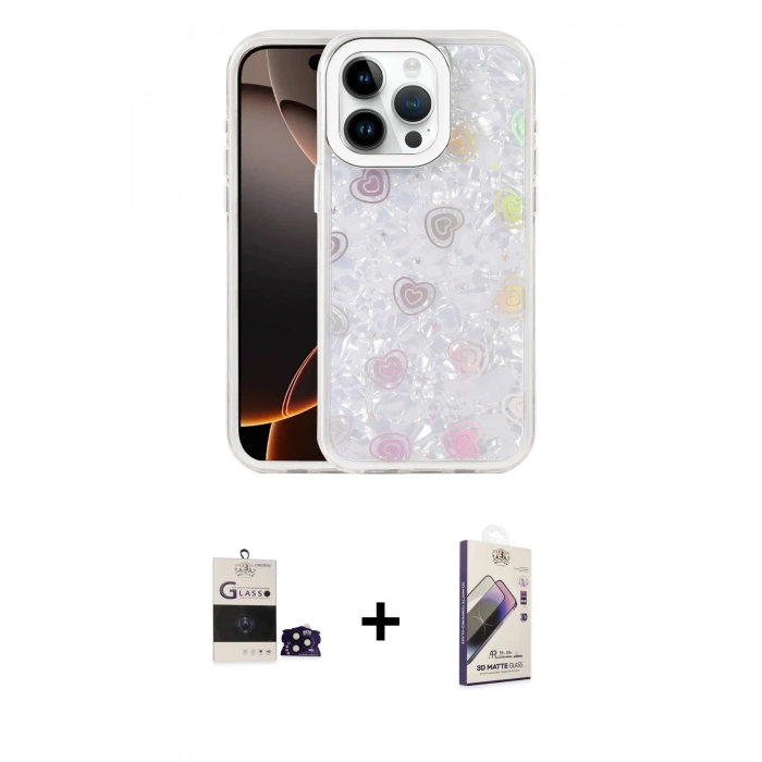 MARSİLYAN™- iPhone 14 Pro Max Kılıf Odak Prime - Siyah Bilvis 3D Mat Cam Ekran Koruyucu + Bilvis Titan Kamera Lens - SH
