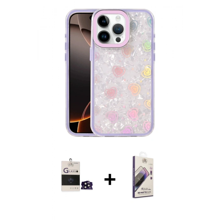 MARSİLYAN™- iPhone 14 Pro Max Kılıf Odak Prime - Siyah Bilvis 3D Mat Cam Ekran Koruyucu + Bilvis Titan Kamera Lens - SH