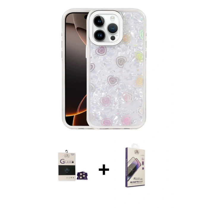 MARSİLYAN™- iPhone 14 Pro Max Kılıf Odak Prime - Siyah Bilvis 3D Mat Cam Ekran Koruyucu + Bilvis Titan Kamera Lens - GD