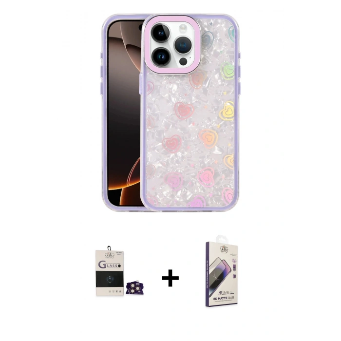 MARSİLYAN™- iPhone 14 Pro Max Kılıf Odak Prime - Siyah Bilvis 3D Mat Cam Ekran Koruyucu + Bilvis Titan Kamera Lens - GD