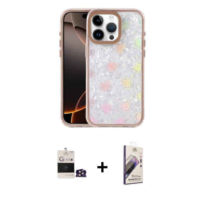 MARSİLYAN™- iPhone 14 Pro Max Kılıf Odak Prime - Siyah Bilvis 3D Mat Cam Ekran Koruyucu + Bilvis Titan Kamera Lens - GD