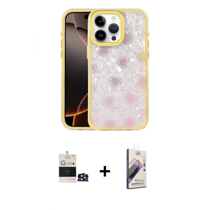 MARSİLYAN™- iPhone 14 Pro Max Kılıf Odak Prime - Siyah Bilvis 3D Mat Cam Ekran Koruyucu + Bilvis Titan Kamera Lens - GD