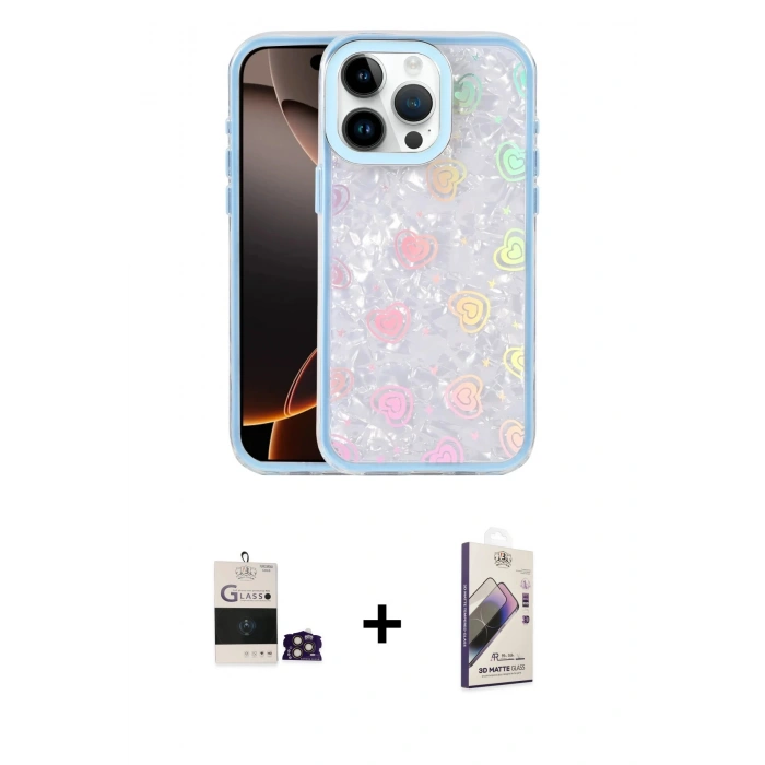 MARSİLYAN™- iPhone 14 Pro Max Kılıf Odak Prime - Siyah Bilvis 3D Mat Cam Ekran Koruyucu + Bilvis Titan Kamera Lens - GD