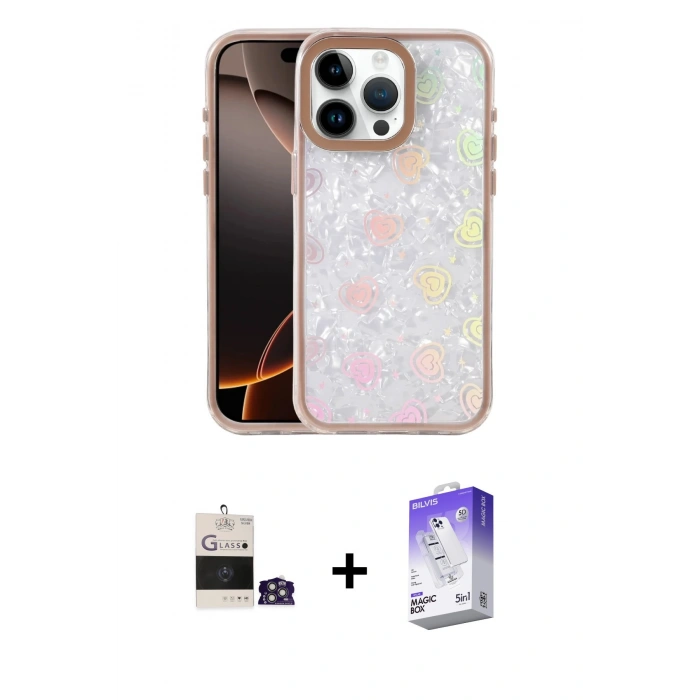 MARSİLYAN™- iPhone 14 Pro Max Kılıf Odak Prime - Siyah Bilvis 5in1 3D Magic Cam Ekran Koruyucu + Bilvis Titan Kamera Lens - GS