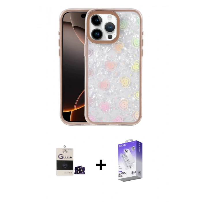 MARSİLYAN™- iPhone 14 Pro Max Kılıf Odak Prime - Siyah Bilvis 5in1 3D Magic Cam Ekran Koruyucu + Bilvis Titan Kamera Lens - SH