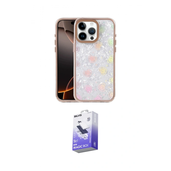 MARSİLYAN™- iPhone 14 Pro Max Kılıf Odak Prime - Siyah Bilvis 5in1 5D Magic Hayalet Cam Ekran Koruyucu