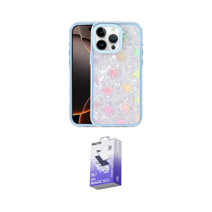 MARSİLYAN™- iPhone 14 Pro Max Kılıf Odak Prime - Siyah Bilvis 5in1 5D Magic Hayalet Cam Ekran Koruyucu