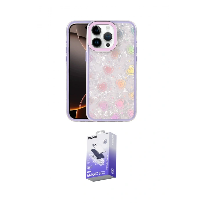 MARSİLYAN™- iPhone 14 Pro Max Kılıf Odak Prime - Siyah Bilvis 5in1 5D Magic Hayalet Cam Ekran Koruyucu