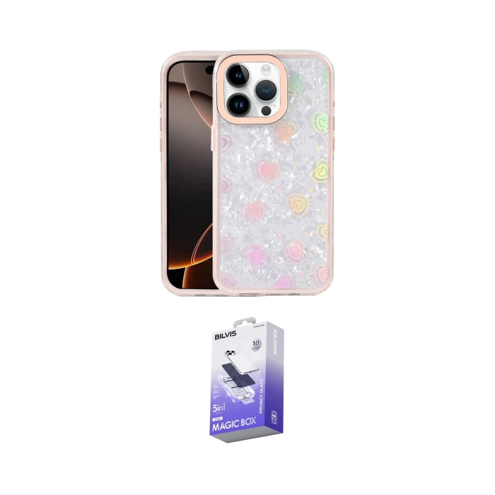 MARSİLYAN™- iPhone 14 Pro Max Kılıf Odak Prime - Siyah Bilvis 5in1 5D Magic Hayalet Cam Ekran Koruyucu