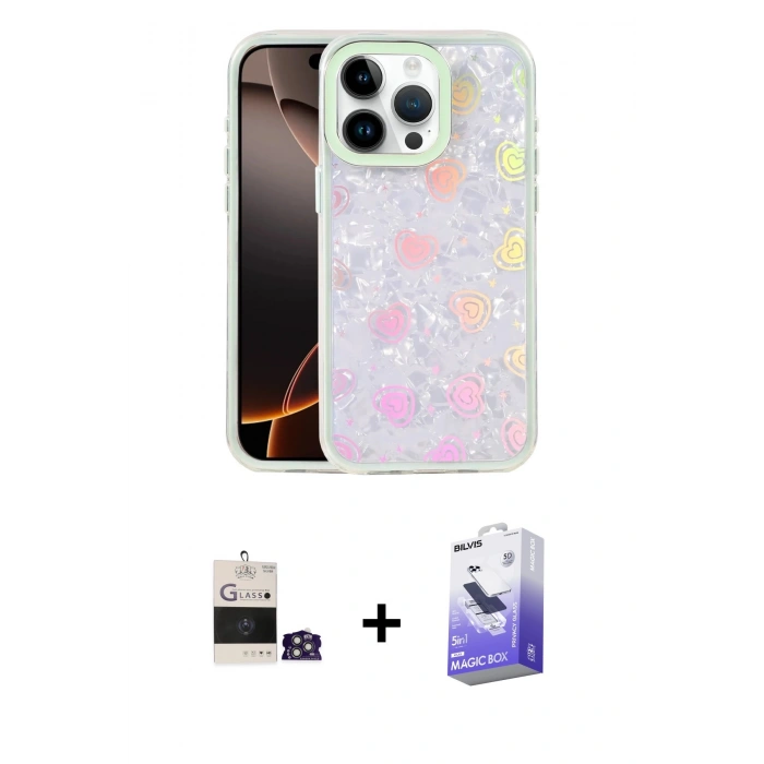 MARSİLYAN™- iPhone 14 Pro Max Kılıf Odak Prime - Siyah Bilvis 5in1 5D Magic Hayalet Cam Ekran Koruyucu + Bilvis Titan Kamera Lens - GS