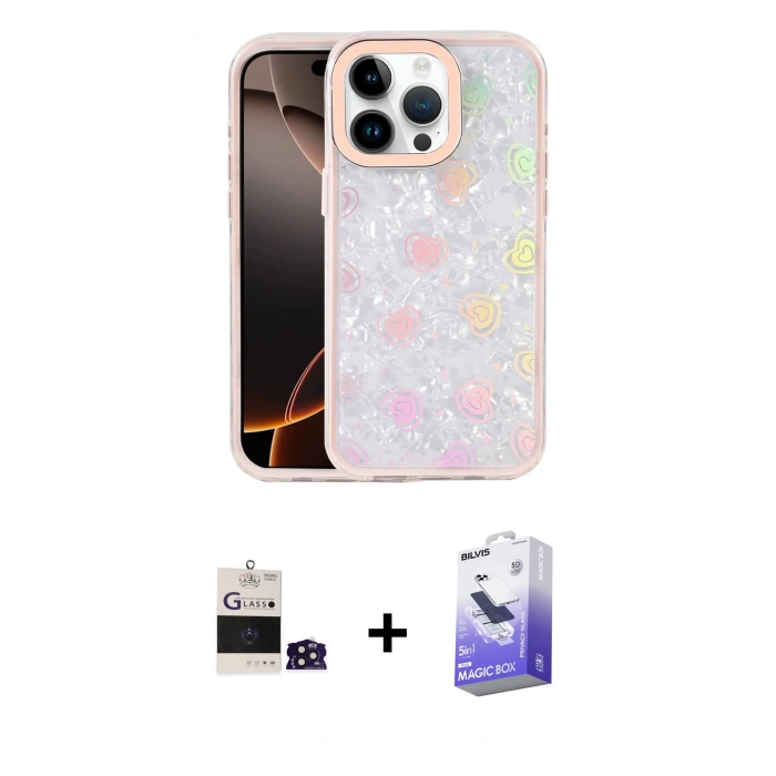 MARSİLYAN™- iPhone 14 Pro Max Kılıf Odak Prime - Siyah Bilvis 5in1 5D Magic Hayalet Cam Ekran Koruyucu + Bilvis Titan Kamera Lens - DNMR