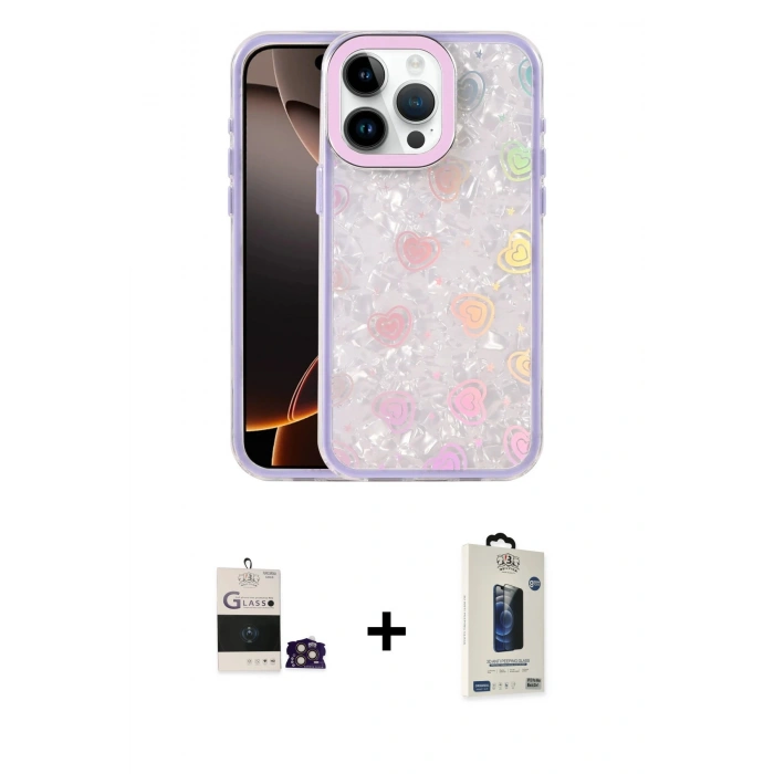 MARSİLYAN™- iPhone 14 Pro Max Kılıf Odak Prime - Siyah Bilvis Hayalet Cam Ekran Koruyucu + Bilvis Titan Kamera Lens - GD