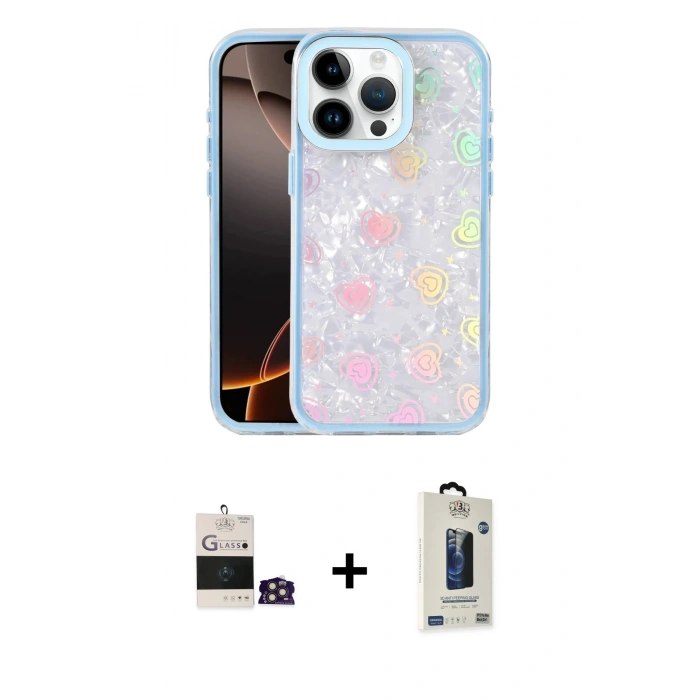 MARSİLYAN™- iPhone 14 Pro Max Kılıf Odak Prime - Siyah Bilvis Hayalet Cam Ekran Koruyucu + Bilvis Titan Kamera Lens - GD