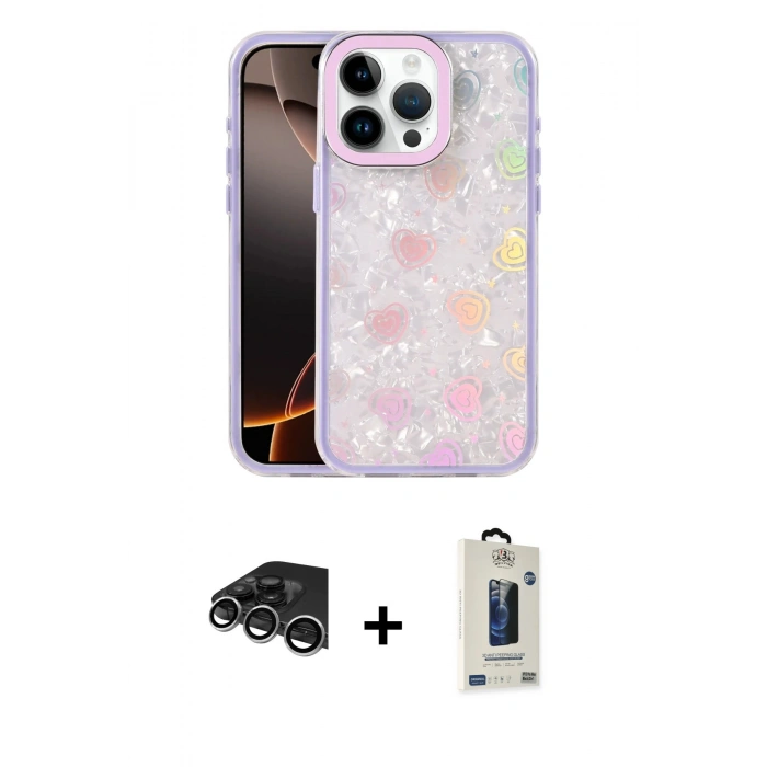 MARSİLYAN™- iPhone 14 Pro Max Kılıf Odak Prime - Siyah Bilvis Hayalet Cam Ekran Koruyucu + Raze Metal Kamera Lens - GS