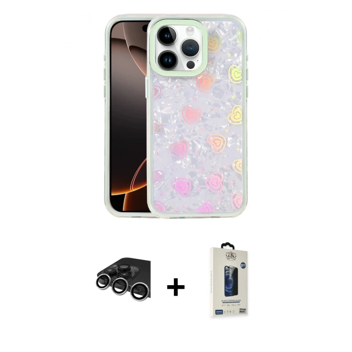 MARSİLYAN™- iPhone 14 Pro Max Kılıf Odak Prime - Siyah Bilvis Hayalet Cam Ekran Koruyucu + Raze Metal Kamera Lens - GS
