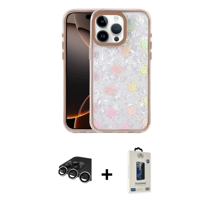 MARSİLYAN™- iPhone 14 Pro Max Kılıf Odak Prime - Siyah Bilvis Hayalet Cam Ekran Koruyucu + Raze Metal Kamera Lens - GS