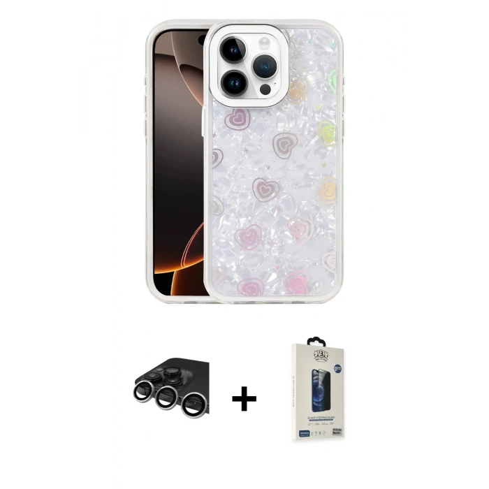 MARSİLYAN™- iPhone 14 Pro Max Kılıf Odak Prime - Siyah Bilvis Hayalet Cam Ekran Koruyucu + Raze Metal Kamera Lens - GS
