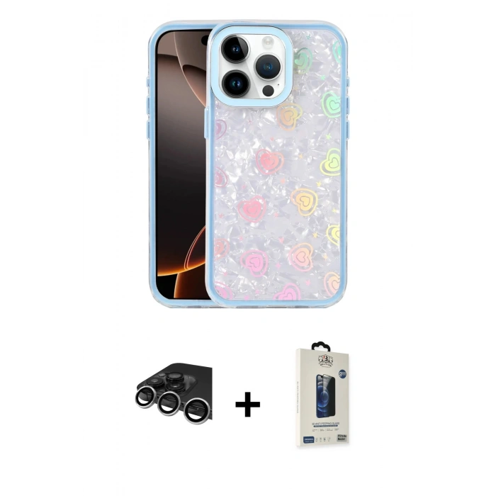 MARSİLYAN™- iPhone 14 Pro Max Kılıf Odak Prime - Siyah Bilvis Hayalet Cam Ekran Koruyucu + Raze Metal Kamera Lens - GS