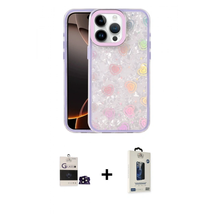 MARSİLYAN™- iPhone 14 Pro Max Kılıf Odak Prime - Siyah Bilvis Hayalet Cam Ekran Koruyucu + Bilvis Titan Kamera Lens - SH