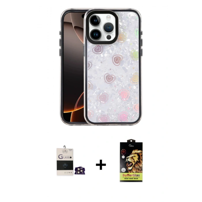 MARSİLYAN™- iPhone 14 Pro Max Kılıf Odak Prime - Siyah Buffer Cam Ekran Koruyucu + Bilvis Titan Kamera Lens - GD
