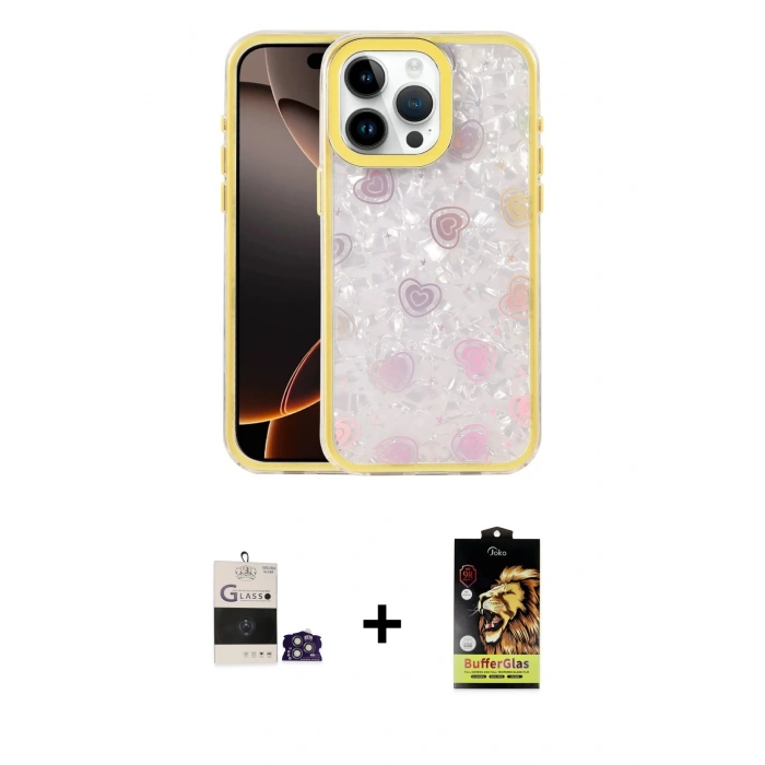 MARSİLYAN™- iPhone 14 Pro Max Kılıf Odak Prime - Siyah Buffer Cam Ekran Koruyucu + Bilvis Titan Kamera Lens - GS