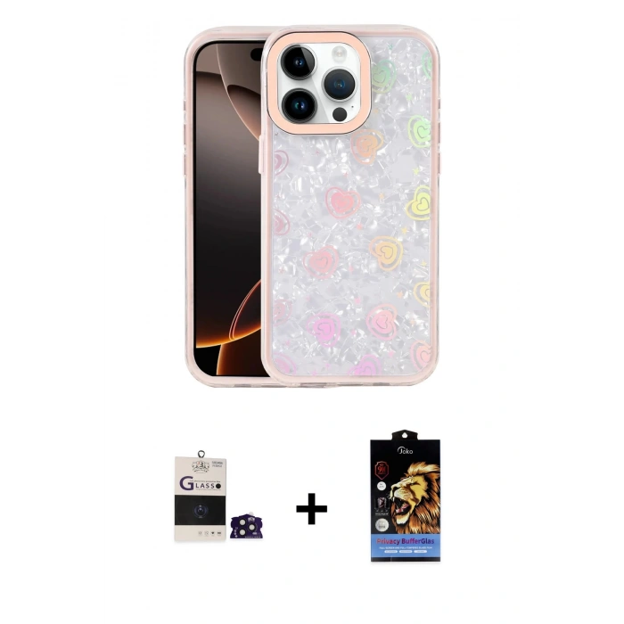 MARSİLYAN™- iPhone 14 Pro Max Kılıf Odak Prime - Siyah Buffer Hayalet Cam Ekran Koruyucu + Derin Mor Bilvis Titan Kamera Lens