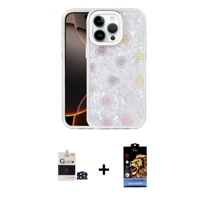 MARSİLYAN™- iPhone 14 Pro Max Kılıf Odak Prime - Siyah Buffer Hayalet Cam Ekran Koruyucu + Derin Mor Bilvis Titan Kamera Lens