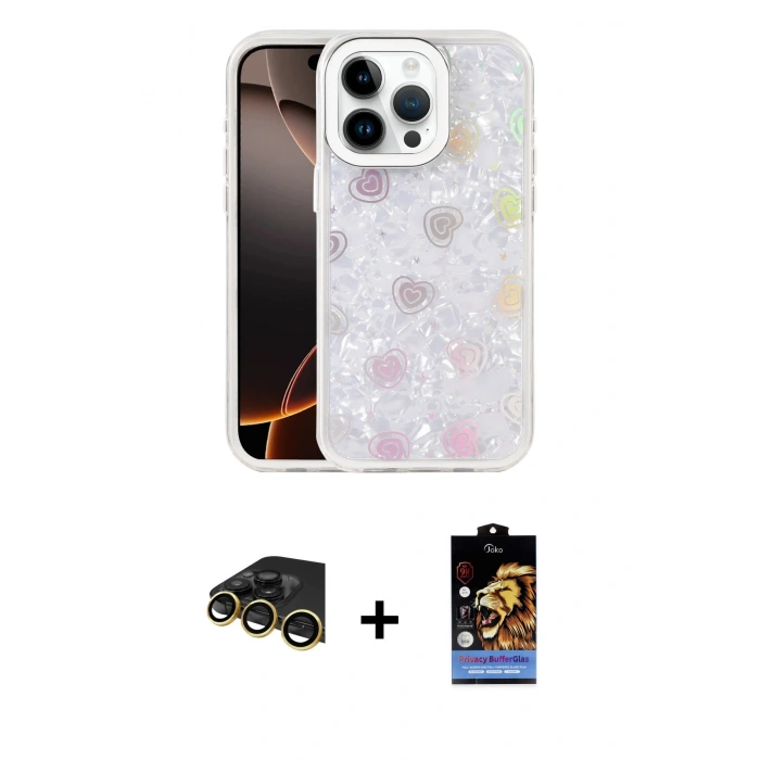 MARSİLYAN™- iPhone 14 Pro Max Kılıf Odak Prime - Siyah Buffer Hayalet Cam Ekran Koruyucu + Raze Metal Kamera Lens - GD