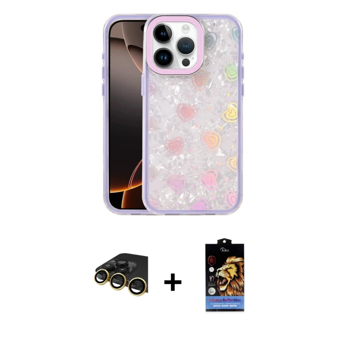 MARSİLYAN™- iPhone 14 Pro Max Kılıf Odak Prime - Siyah Buffer Hayalet Cam Ekran Koruyucu + Raze Metal Kamera Lens - GD