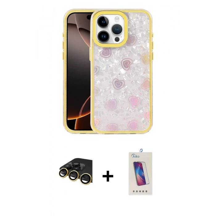 MARSİLYAN™- iPhone 14 Pro Max Kılıf Odak Prime - Siyah Joko 5D Cam + Raze Metal Kamera Lens - GD