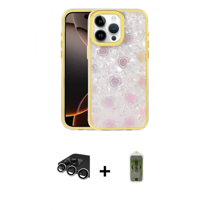 MARSİLYAN™- iPhone 14 Pro Max Kılıf Odak Prime - Siyah Joko Magic 5D Hayalet Cam + Gümüş Raze Metal Kamera Lens