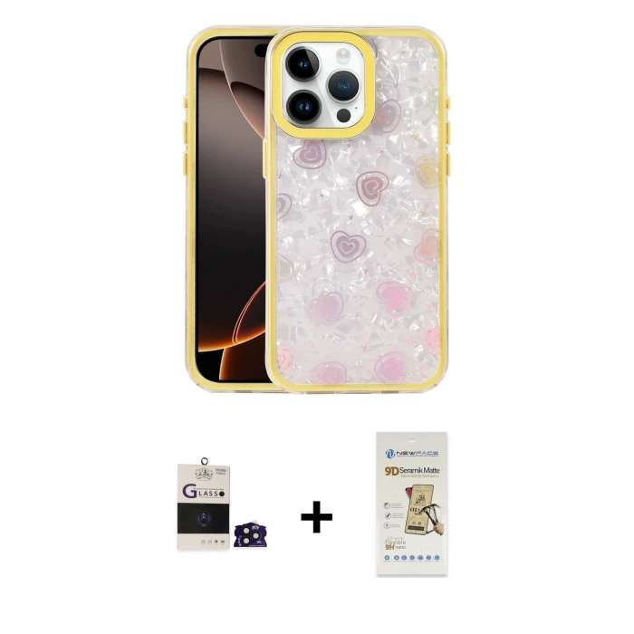 MARSİLYAN™- iPhone 14 Pro Max Kılıf Odak Prime - Siyah Mat Seramik Nano Ekran Koruyucu + Bilvis Titan Kamera Lens - DNMR
