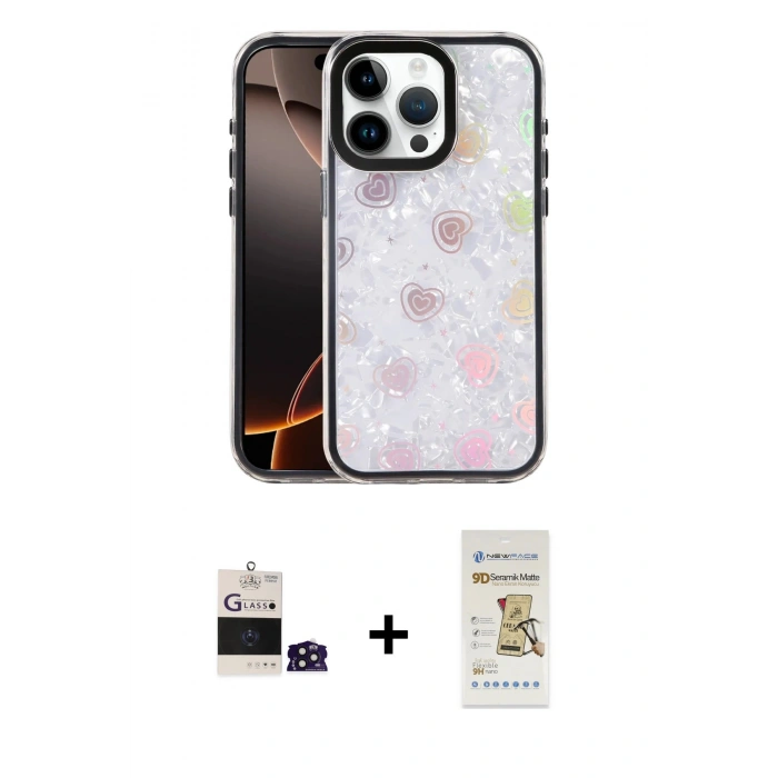 MARSİLYAN™- iPhone 14 Pro Max Kılıf Odak Prime - Siyah Mat Seramik Nano Ekran Koruyucu + Bilvis Titan Kamera Lens - DNMR