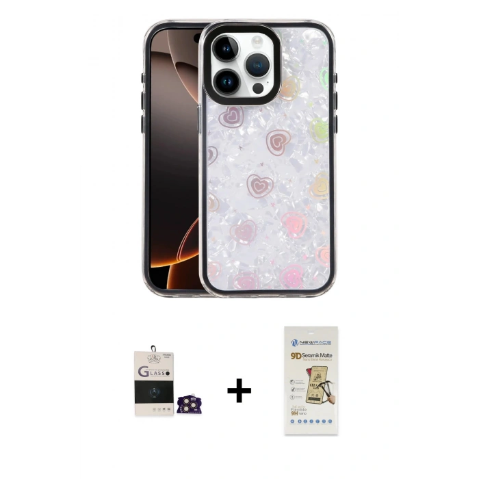 MARSİLYAN™- iPhone 14 Pro Max Kılıf Odak Prime - Siyah Mat Seramik Nano Ekran Koruyucu + Bilvis Titan Kamera Lens - GD