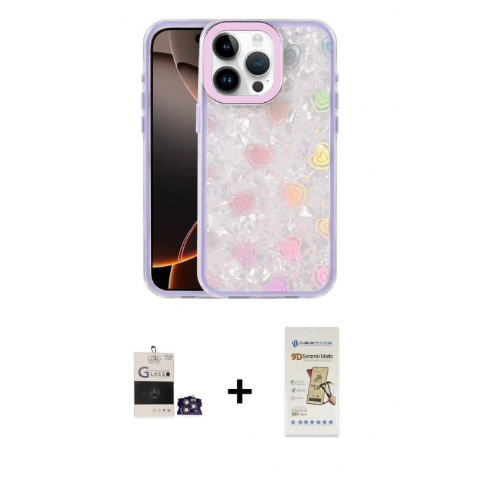 MARSİLYAN™- iPhone 14 Pro Max Kılıf Odak Prime - Siyah Mat Seramik Nano Ekran Koruyucu + Bilvis Titan Kamera Lens - GS