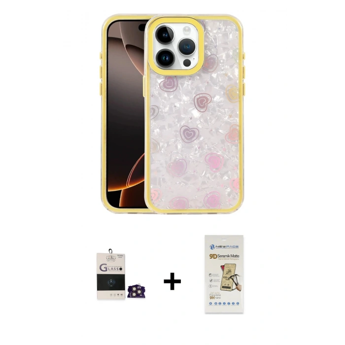 MARSİLYAN™- iPhone 14 Pro Max Kılıf Odak Prime - Siyah Mat Seramik Nano Ekran Koruyucu + Bilvis Titan Kamera Lens - GD