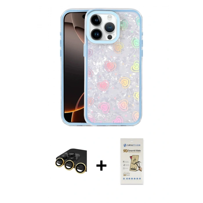 MARSİLYAN™- iPhone 14 Pro Max Kılıf Odak Prime - Siyah Mat Seramik Nano Ekran Koruyucu + Raze Metal Kamera Lens - GD