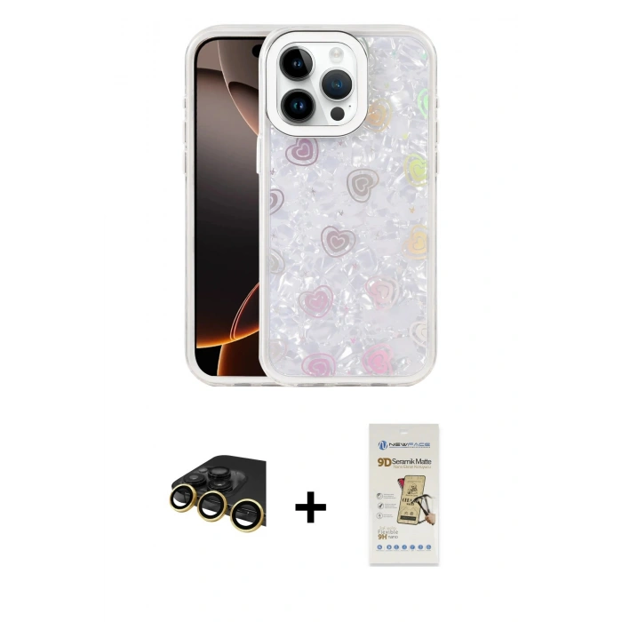 MARSİLYAN™- iPhone 14 Pro Max Kılıf Odak Prime - Siyah Mat Seramik Nano Ekran Koruyucu + Raze Metal Kamera Lens - GD
