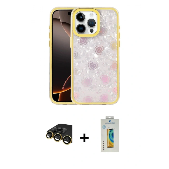 MARSİLYAN™- iPhone 14 Pro Max Kılıf Odak Prime - Siyah Polymer Nano Ekran Koruyucu + Raze Metal Kamera Lens - GD