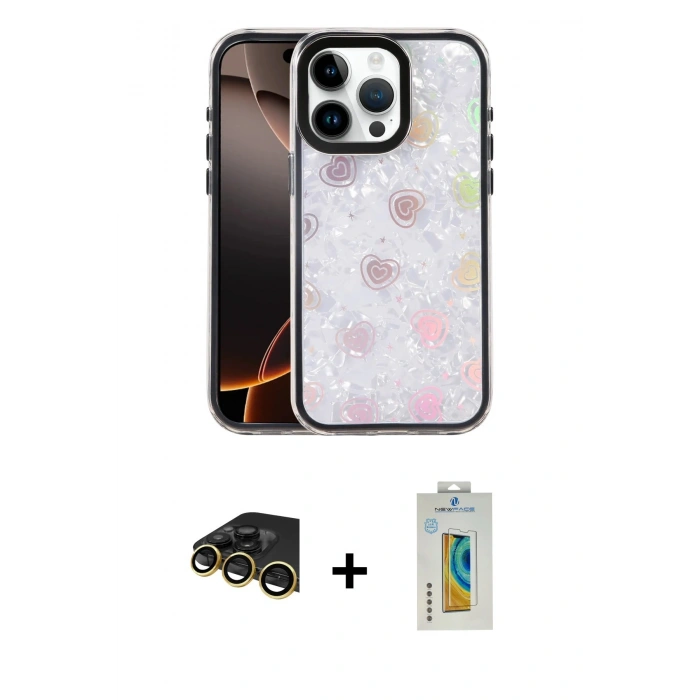 MARSİLYAN™- iPhone 14 Pro Max Kılıf Odak Prime - Siyah Polymer Nano Ekran Koruyucu + Raze Metal Kamera Lens - GD
