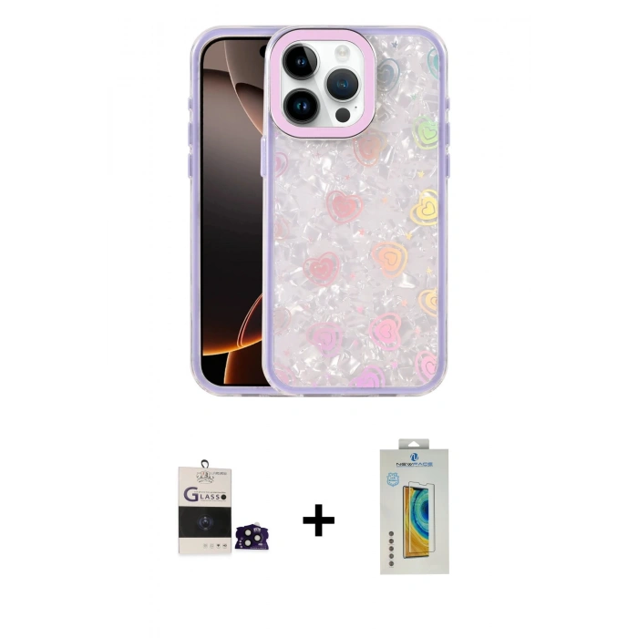 MARSİLYAN™- iPhone 14 Pro Max Kılıf Odak Prime - Siyah Polymer Nano Ekran Koruyucu + Siyah Bilvis Titan Kamera Lens