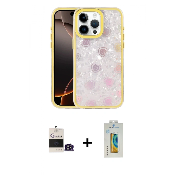MARSİLYAN™- iPhone 14 Pro Max Kılıf Odak Prime - Siyah Polymer Nano Ekran Koruyucu + Siyah Bilvis Titan Kamera Lens
