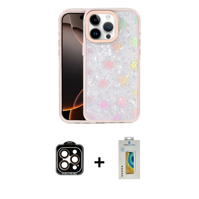MARSİLYAN™- iPhone 14 Pro Max Kılıf Odak Prime - Siyah Polymer Nano Ekran Koruyucu + PVD Metal Kamera Lens - TU
