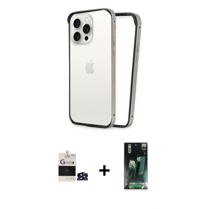 MARSİLYAN™- iPhone 14 Pro Max Kılıf Pusula Asil Koleksiyonu - Şeffaf 360 Full Body Arka Koruyucu + Bilvis Titan Kamera Lens - DNMR